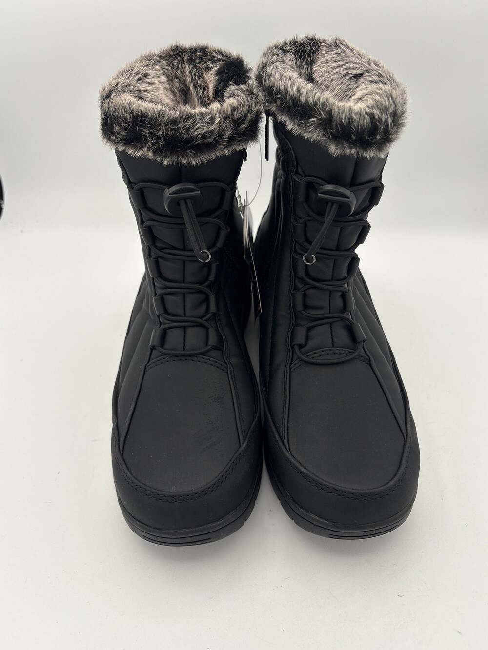 Totes Womens Black Snow Boots Size 7 with Fur Lining and Side Zippers